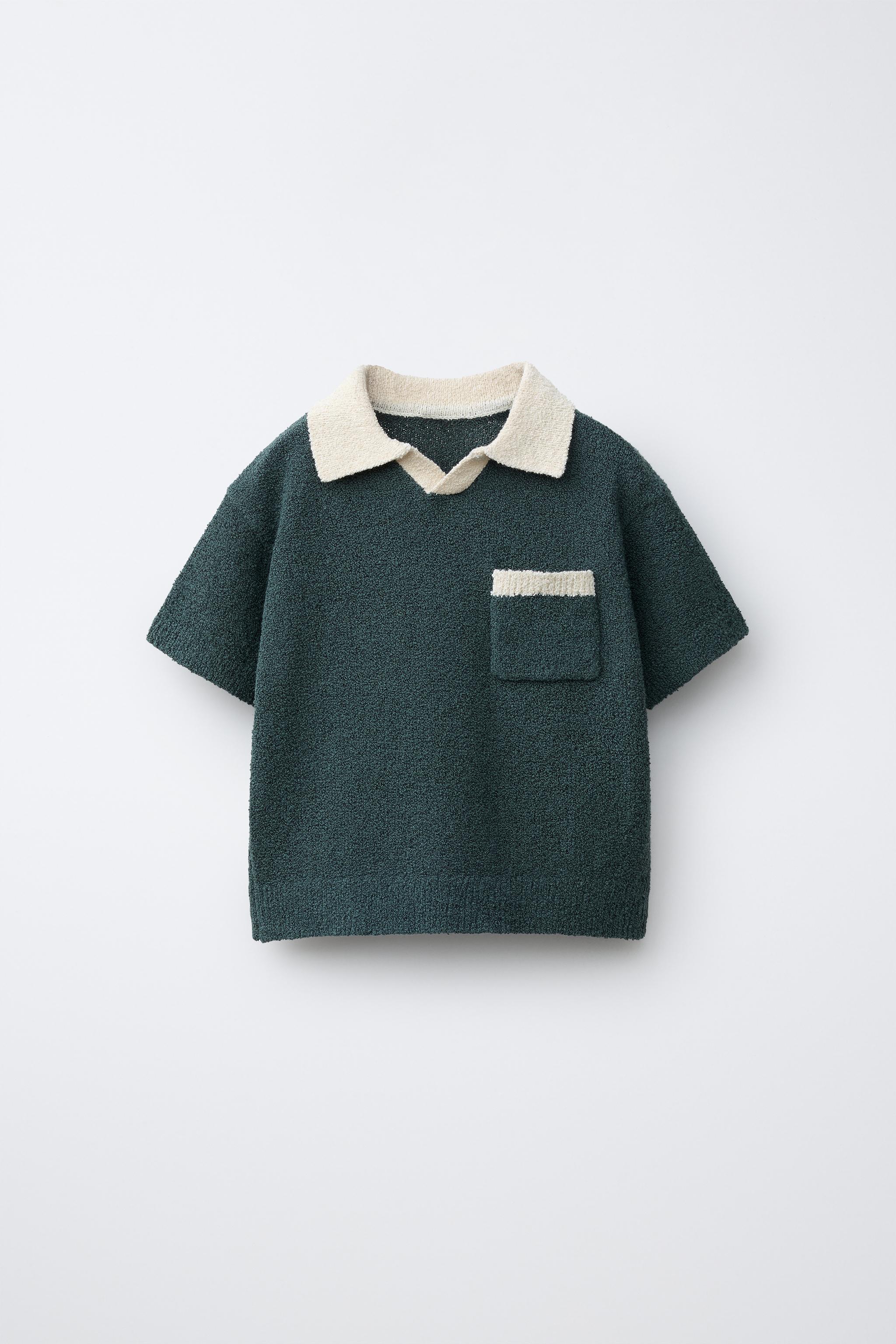 CONTRAST COLLAR KNIT POLO SHIRT